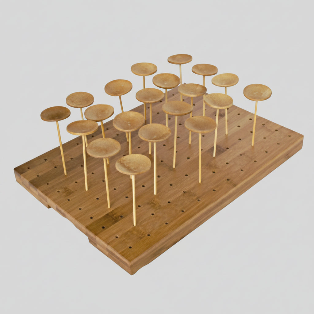 Soporte de bambú para 120 Brochetas. 30 x 25 cm - 1 Ud. - Klimer