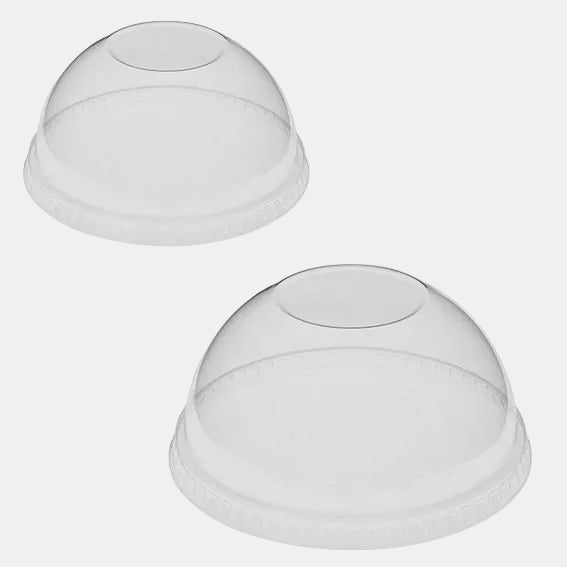 Tapa cúpula sin cruz reciclable para vaso de plástico RPET transparente - 1000 Uds. - Klimer