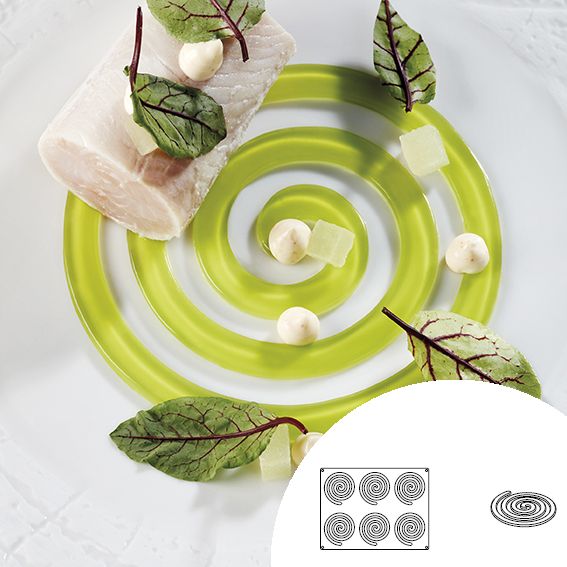 Molde de silicona en forma de espiral redonda. 40 x 30 cm. 6 cavidades - 1 Ud - Klimer