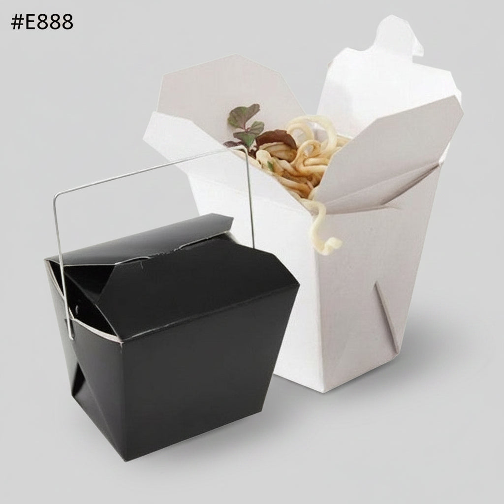 Caja cartón blanca para Noodles con asa metálica. 7,5 x 6 x 6,5 cm - 100 Uds. - Klimer
