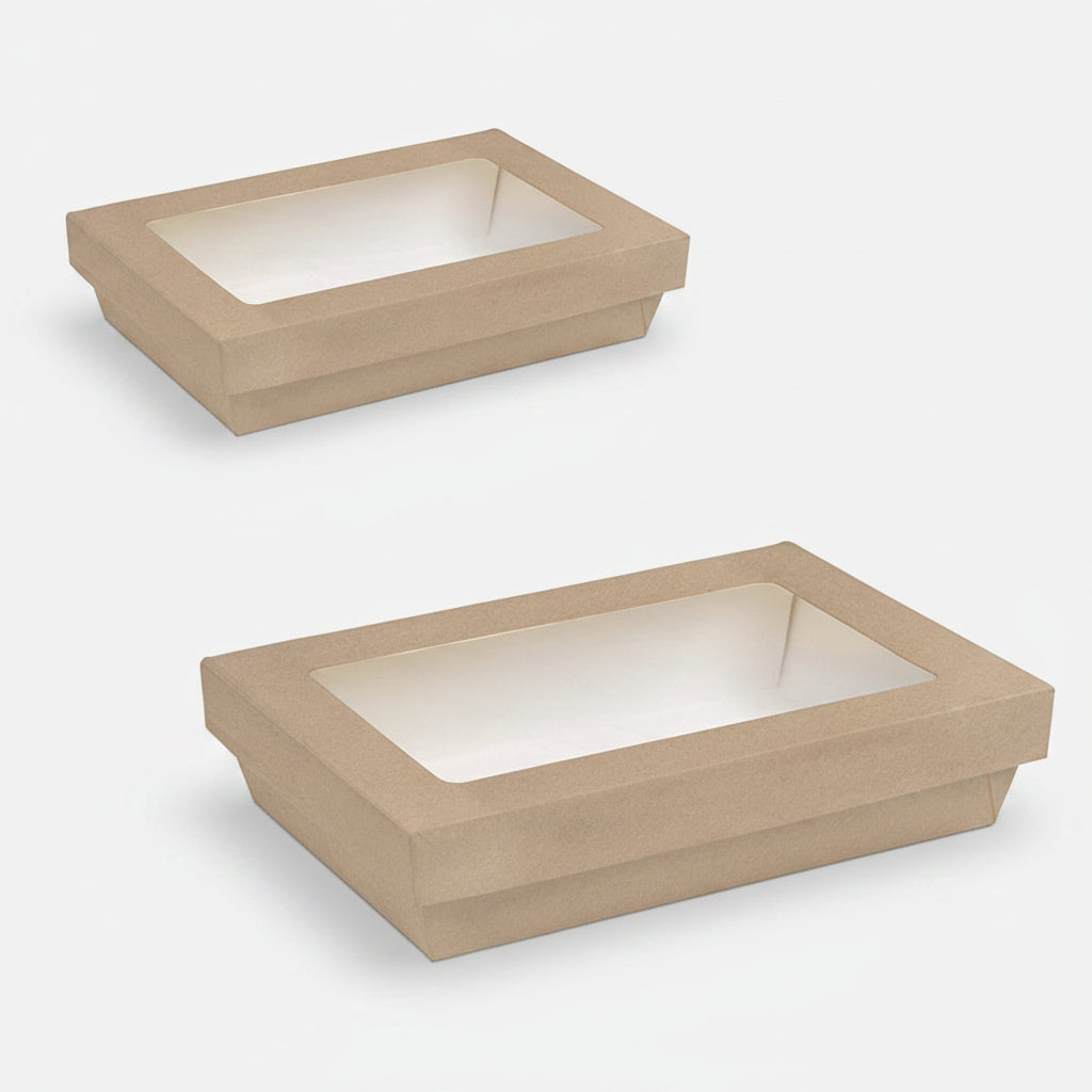 Caja de cartón kraft con ventana. Varias medidas y unidades. - Klimer