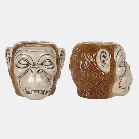 Vaso Tiki de porcelana forma de mono Nyani. 12 x 14 cm. 75 cl - 4 Uds. - Klimer
