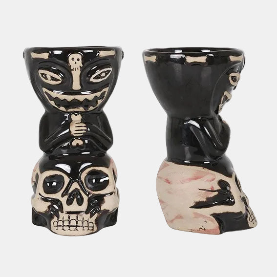 Vaso Tiki de porcelana totem calavera Brah. 9 x 16 cm. 35 cl - 9 Uds. - Klimer