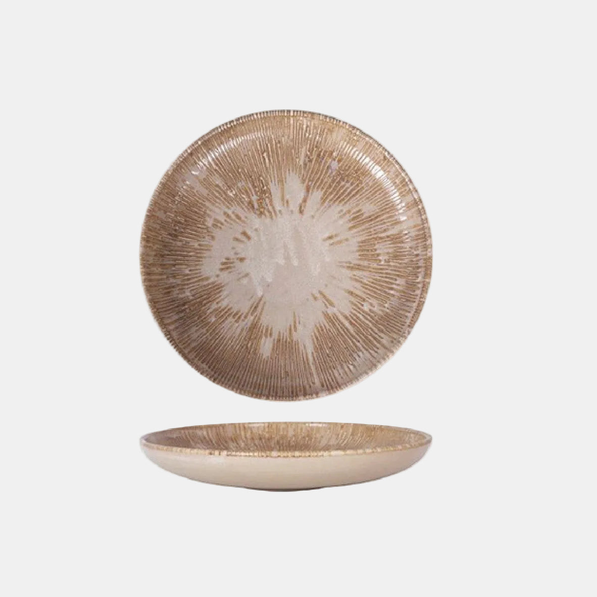 Assadeira redonda de porcelana castanha Hygge "Barroco I" ø32 x 5,5 cm - 6 unidades.