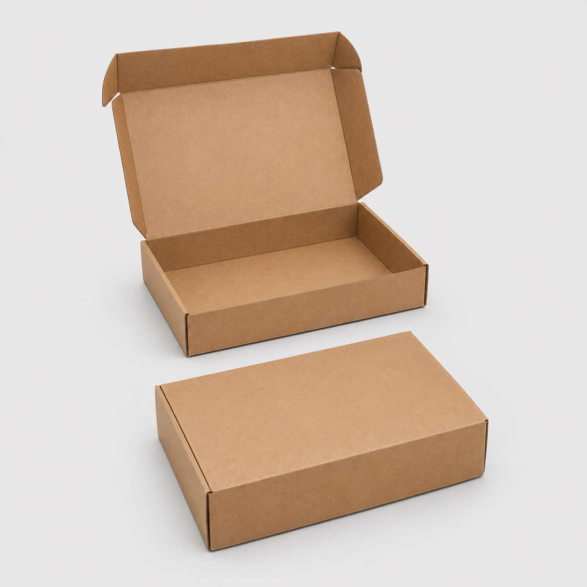 Caja mixta de cartón kraft para entregas parafinada. 32 x 18 x 5 cm - 1.000 Uds. - Klimer