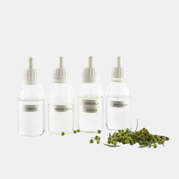 Cuenta gotas + frascos vidrio recambio Girovap. 21 x 21 x 13 cm. 120 ml - 10 uds.