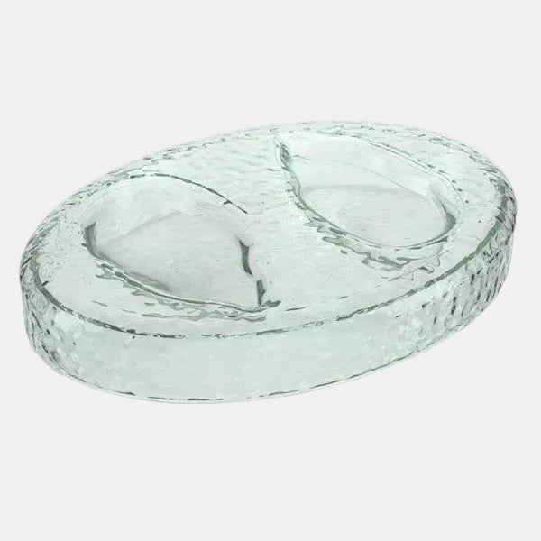 Glass tray for presenting 2 oysters (2 units)