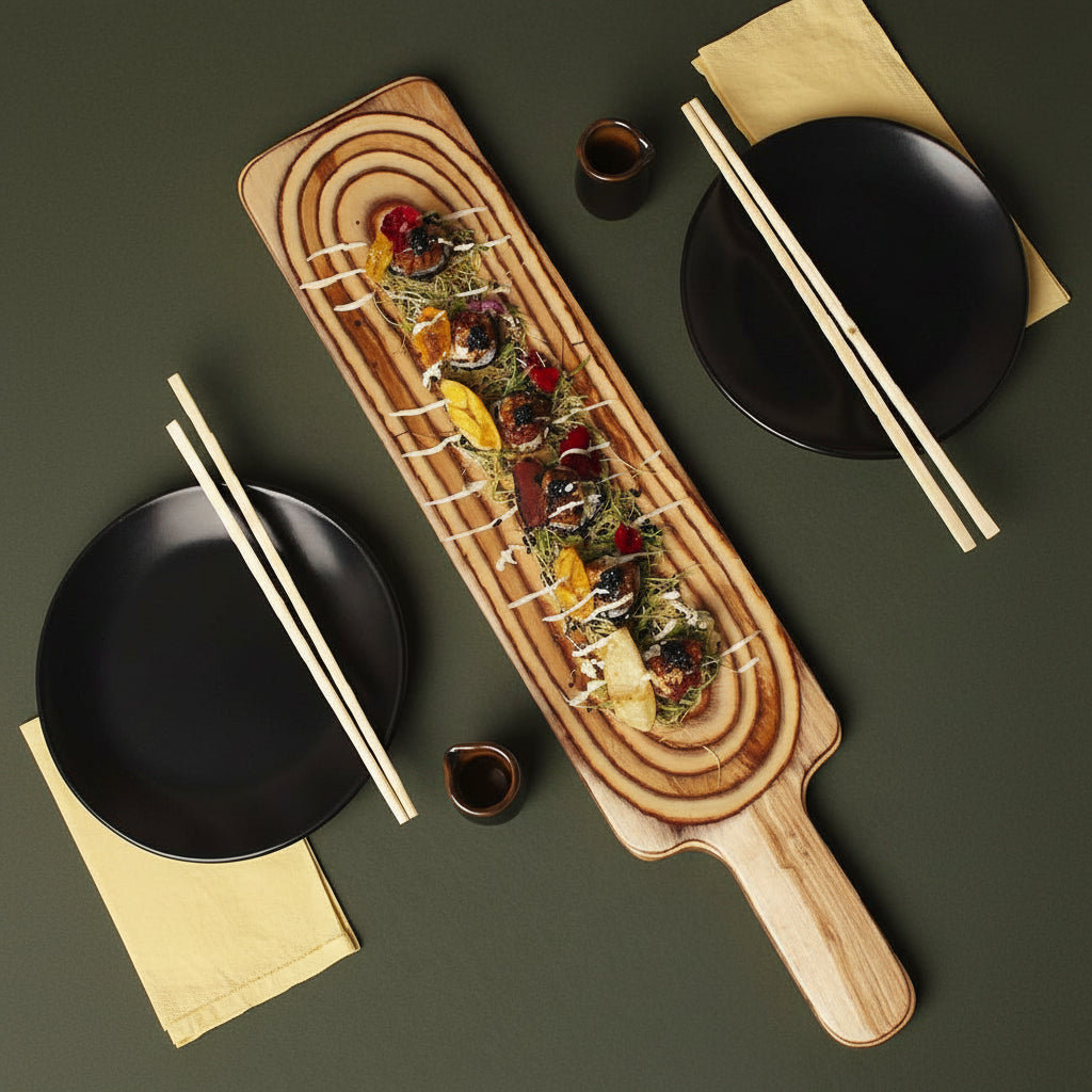 Washable wooden tray with handle. Various sizes (6 units)