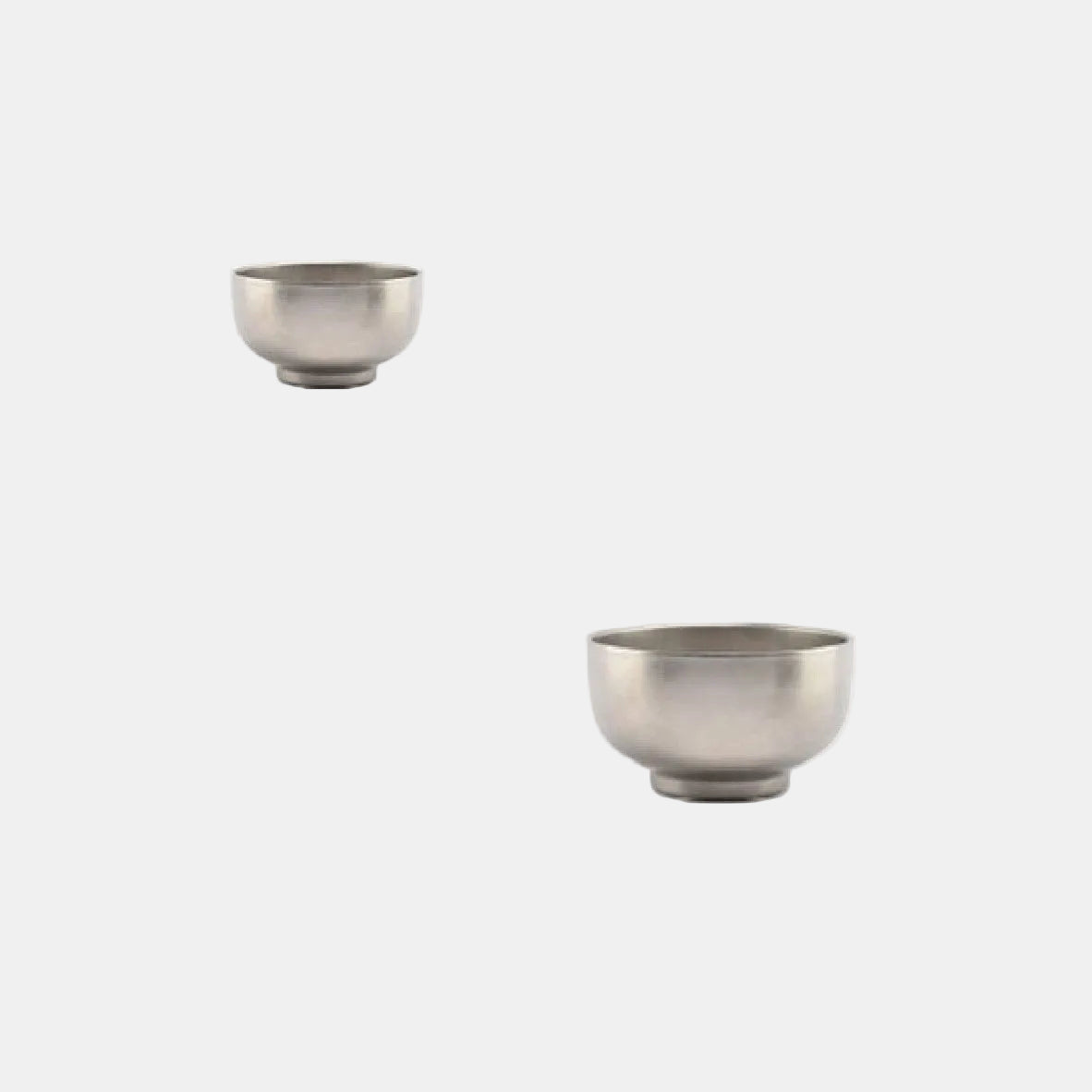 Tigela de aço inox prateada envelhecida. Várias medidas - 10 unidades.