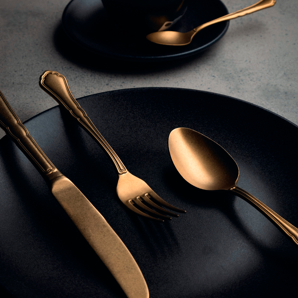 Tenedor postre Florencia Vintage Gold. 14.4 cm - 12 Uds