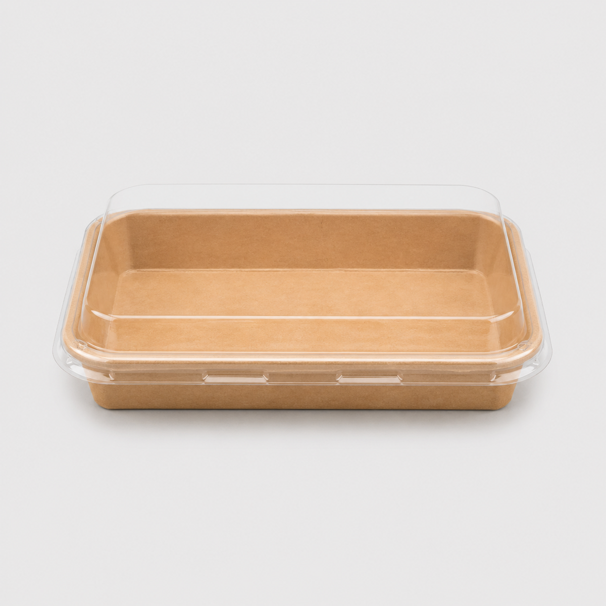 Bandeja kraft con tapa para sushi. 16.5 x 11.5 x 2.5 cm - 300 uds