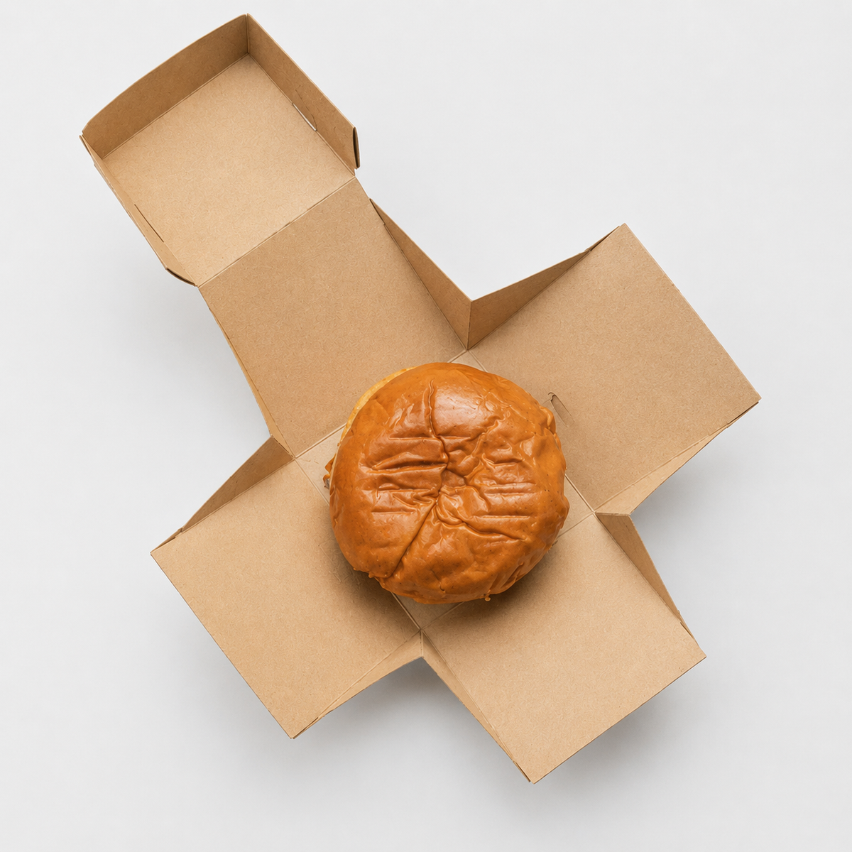 Caja flor para hamburguesa cartón Kraft parafinado. 12 x 12 cm - 1000 Uds. - Klimer
