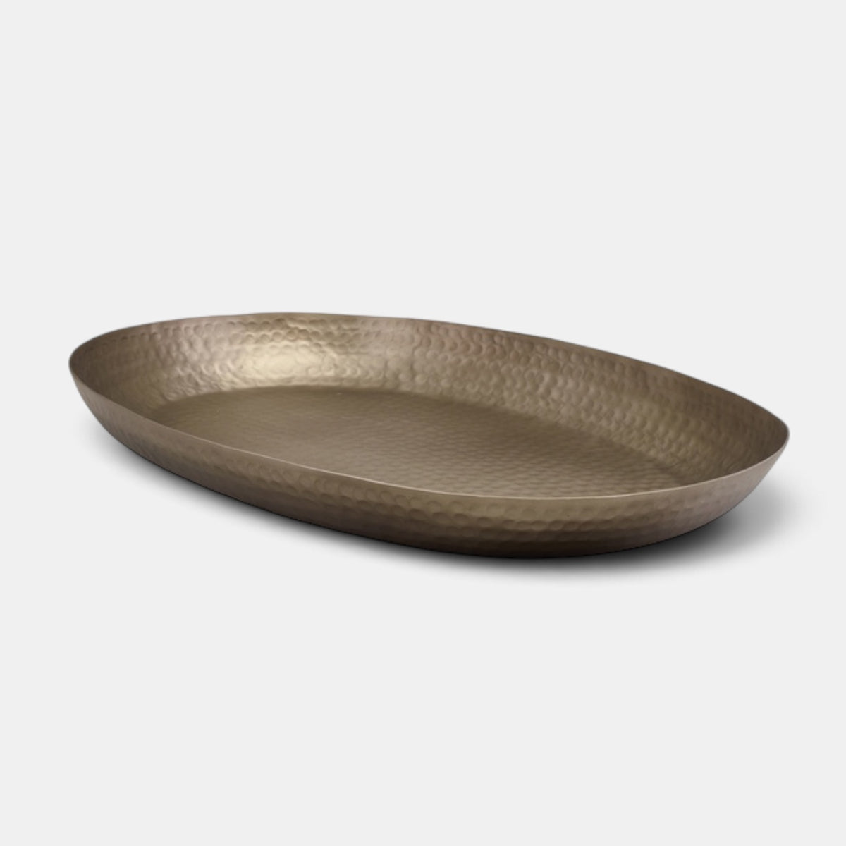 Fuente ovalada martillada acabado acero vintage para buffet. 56 x 39 x 6 cm - 1 ud.
