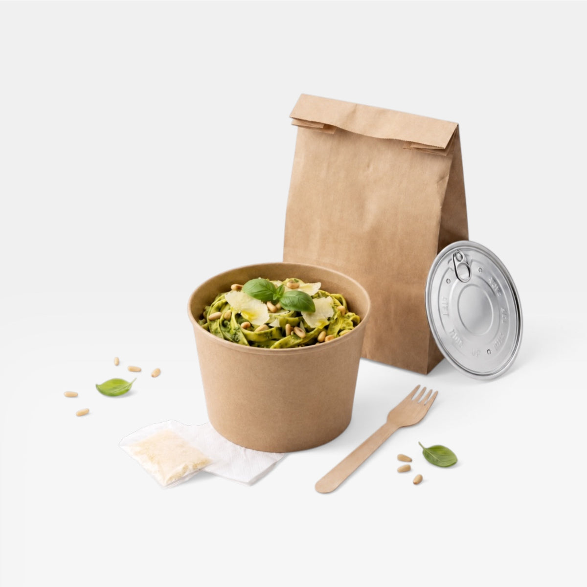 Bol kraft para comida caliente con tapa. 1200 ml - 250 uds.