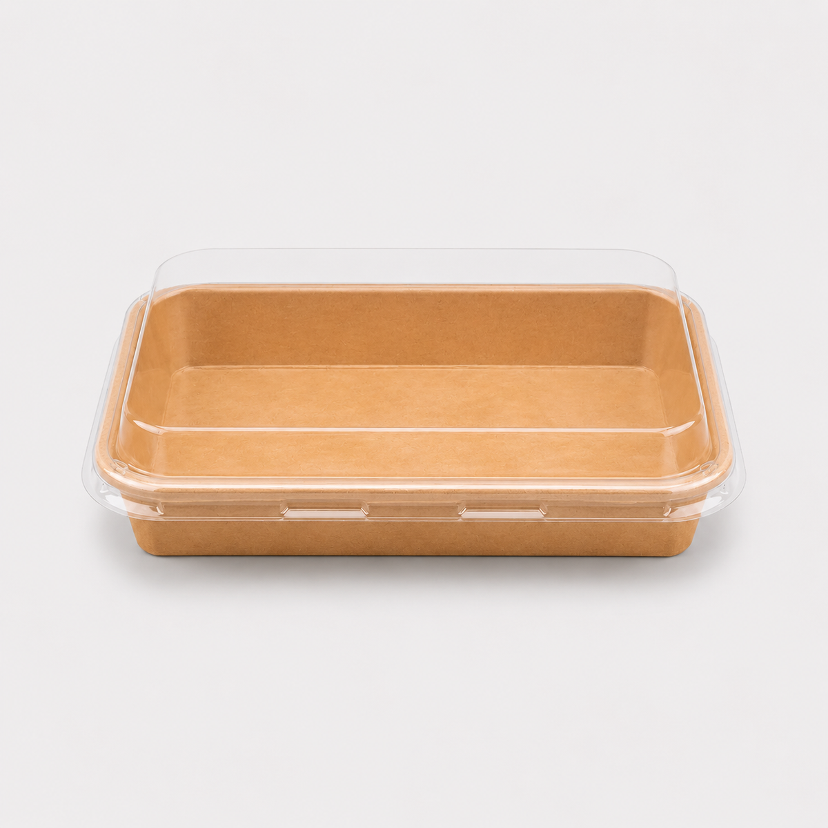 Bandeja kraft con tapa para sushi. 18.5 x 12.9 x 2.4 cm - 300 uds