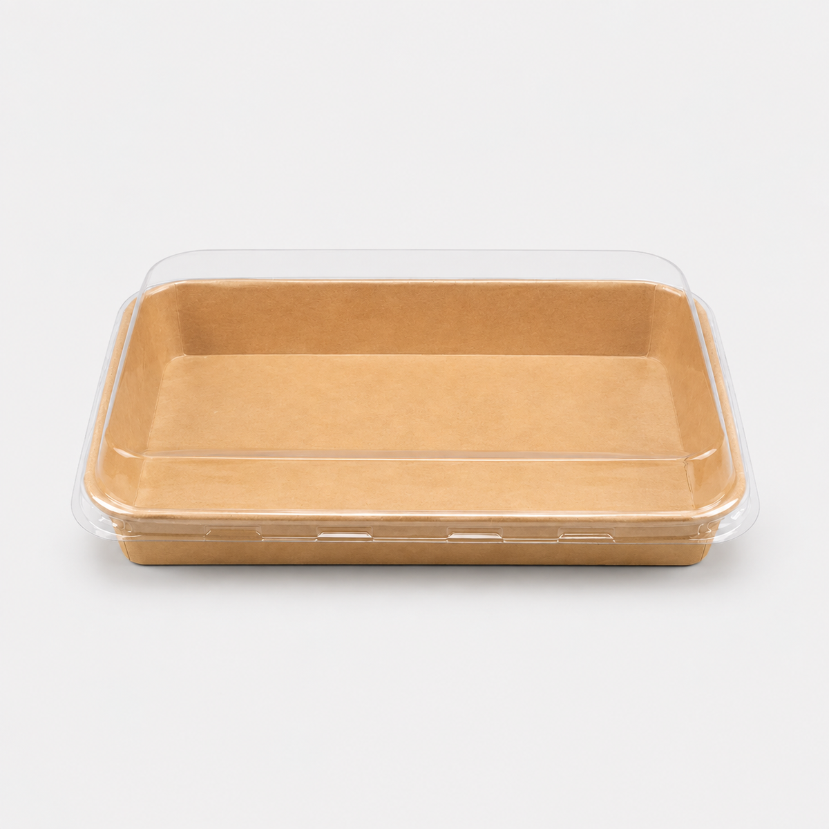 Bandeja kraft con tapa para sushi. 22.1 x 13.8 x 2.4 cm - 300 uds