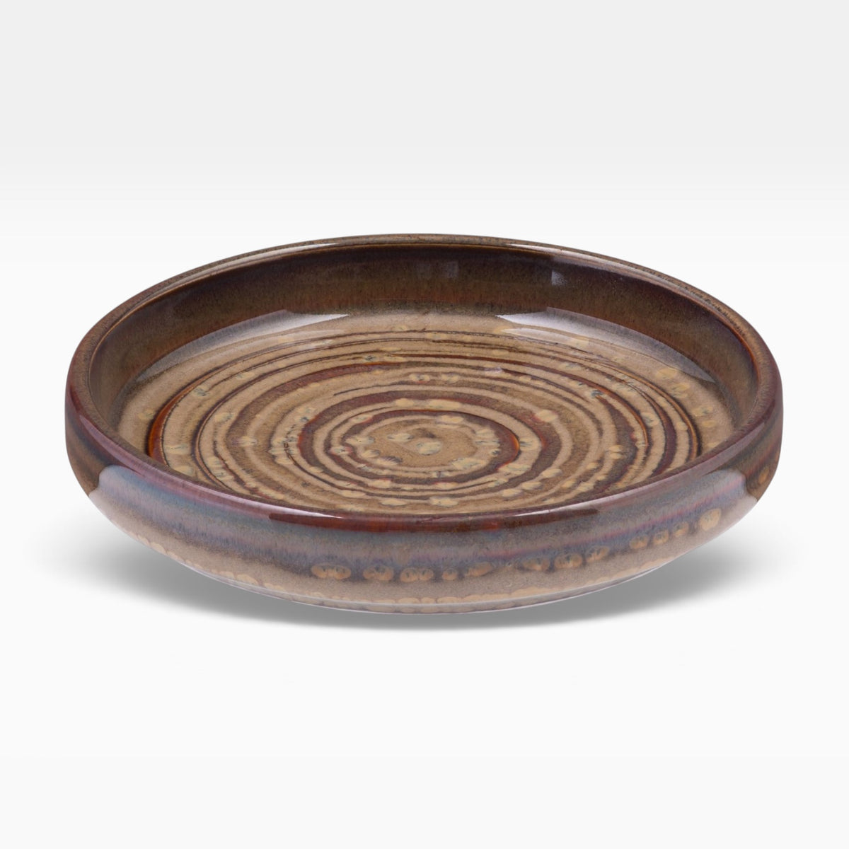 Plato llano pequeño Hazel marrón-rojo de porcelana. Ø10 x 2 cm - 12 uds.