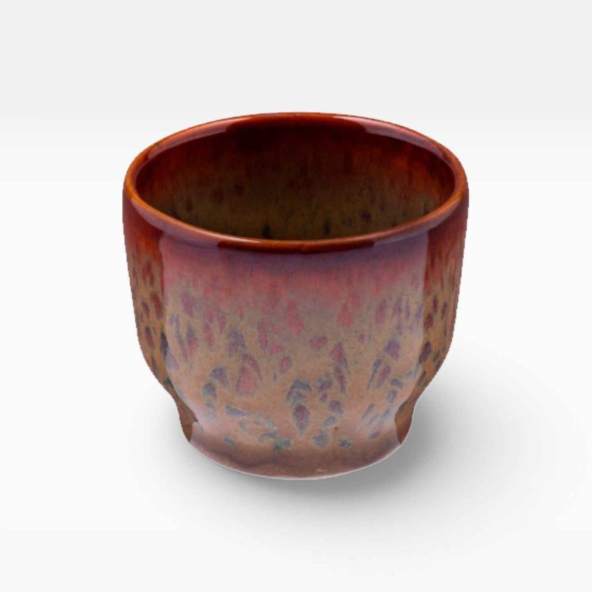 Taza sin asa Hazel marrón-rojo de porcelana. 8 cl - 12 uds.