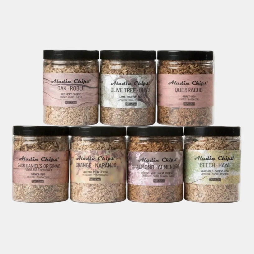 Aladín chips serrín para ahumado 80 gr. Varios aromas - 3 Uds. - Klimer