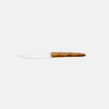 Faca de bife madeira estabilizada natural. 22.5 cm - 6 Unidades