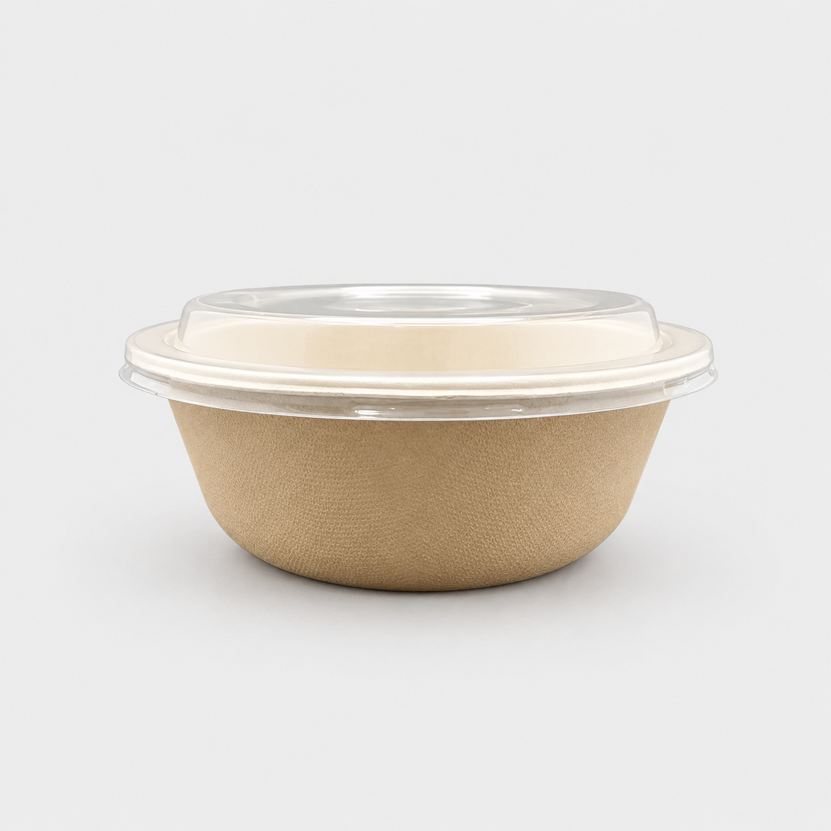 Bowl ensaladera de pulpa de caña de azúcar con tapa Pet. Varias capacidades - 300 Uds. - Klimer