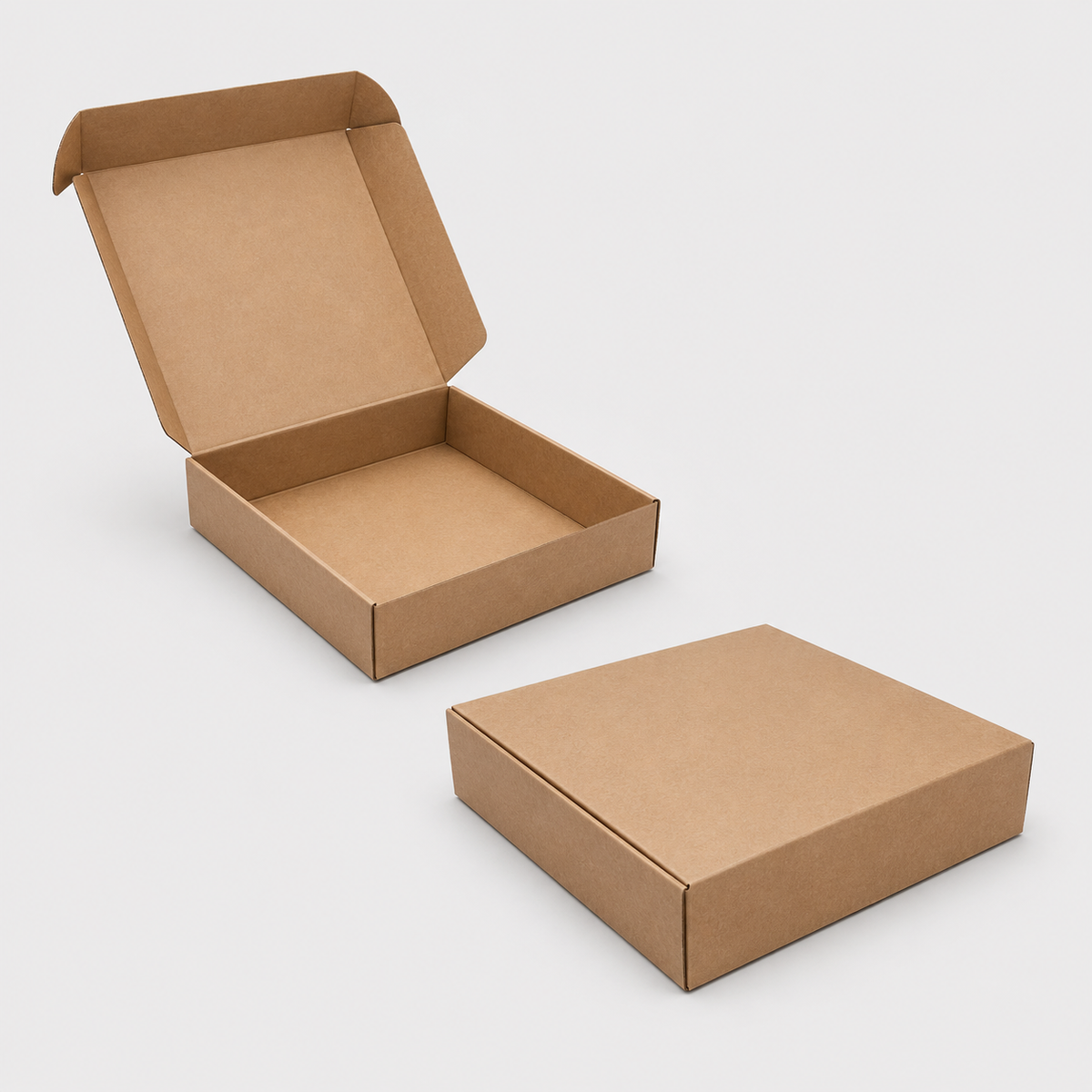 Caja mixta de cartón kraft para entregas parafinada. 32 x 32 x 7 cm - 1.000 Uds. - Klimer