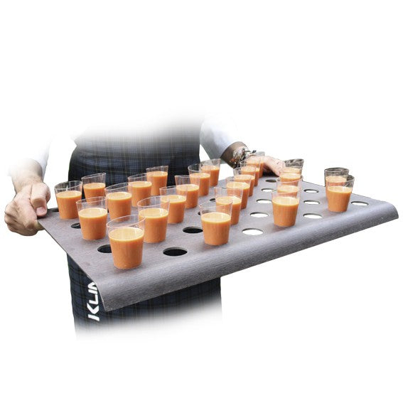 Bandeja de madera personalizable Sacha para vasos wengue. Varias medidas - 12 Uds. - Klimer