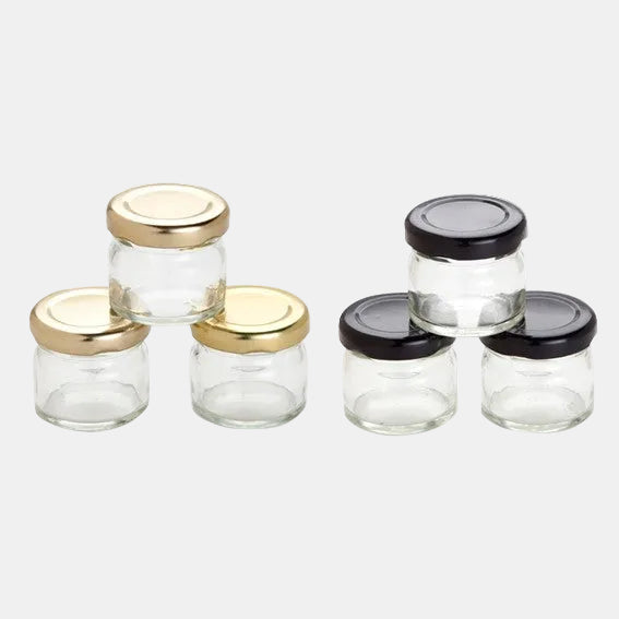 Mini tarro cristal confitura. ø4 x 4 cm. 30 ml. Varios colores - 105 Uds. - Klimer