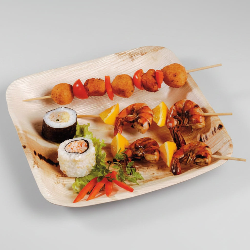 Plato de hoja de palma biodegradable. Varias medidas - 100 Uds. - Klimer