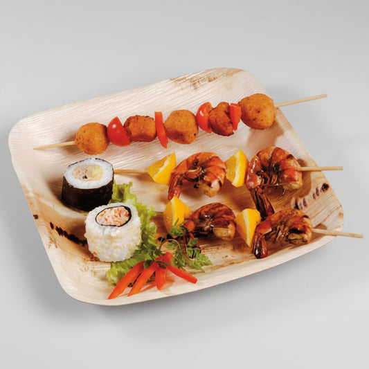 Plato de hoja de palma biodegradable. Varias medidas - 100 Uds. - Klimer