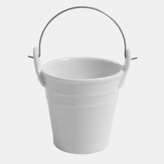 Mini cubo de porcelana con asa de acero. ø6,5 x 7 cm. 100 ml - 48 Uds. - Klimer