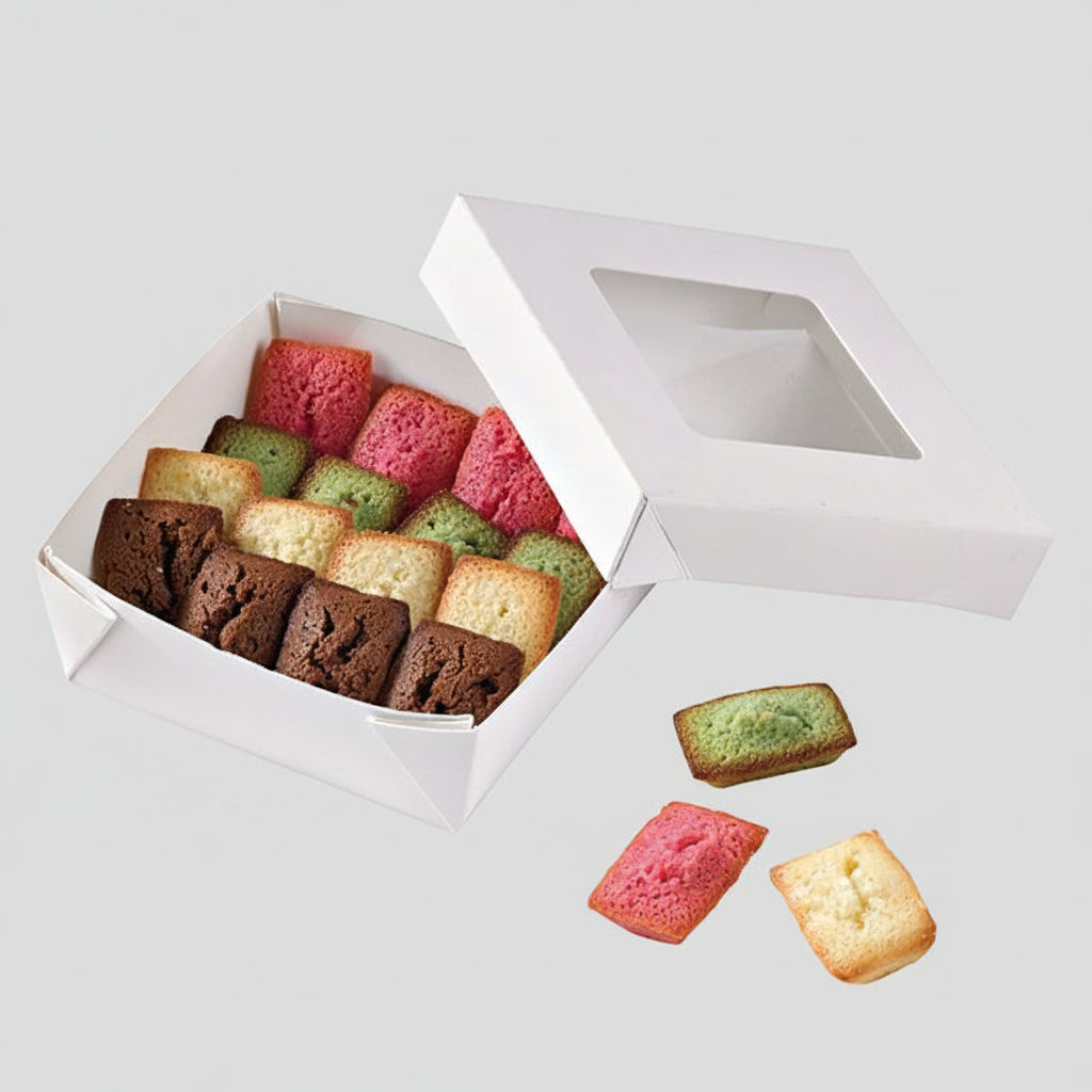 Caja kray blanca con ventana. 9.5 x 9.5 x 4 cm. 350 ml - 250 Uds. - Klimer