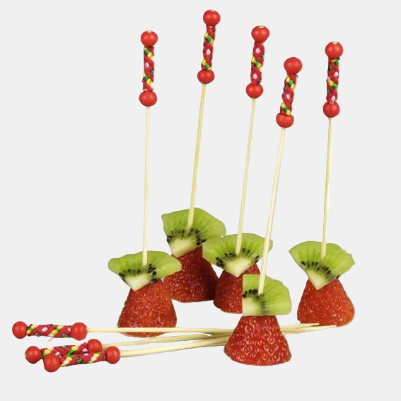 Brocheta bambu perla roja. 11.2 cm - 100 uds. - Klimer