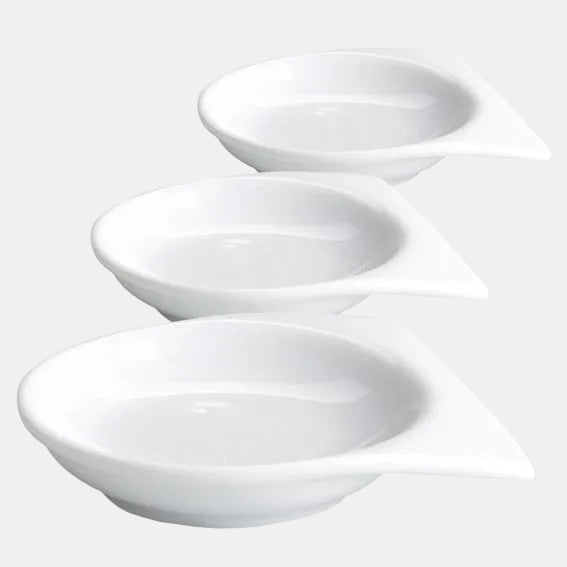 Salsero de porcelana blanca doble asa. 7 x 7,5 x 1,5 cm - 240 Uds. - Klimer