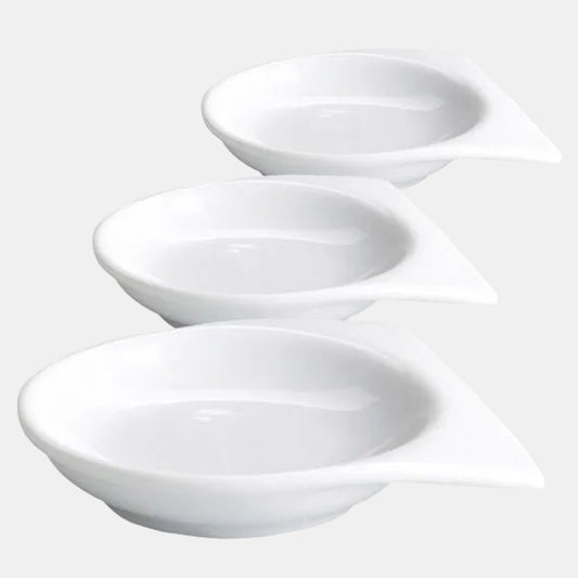 Salsero de porcelana blanca doble asa. 7 x 7,5 x 1,5 cm - 240 Uds. - Klimer