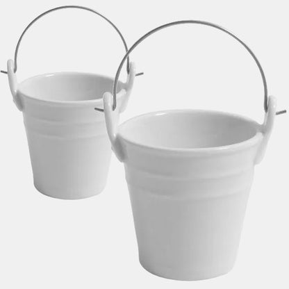 Mini cubo de porcelana con asa de acero. ø6,5 x 7 cm. 100 ml - 48 Uds. - Klimer