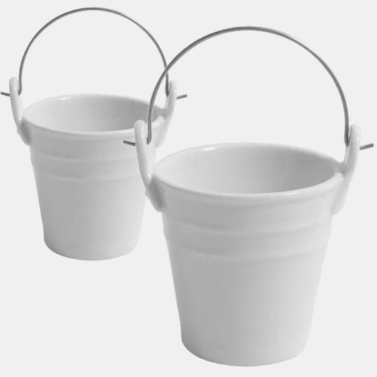 Mini cubo de porcelana con asa de acero. ø6,5 x 7 cm. 100 ml - 48 Uds. - Klimer