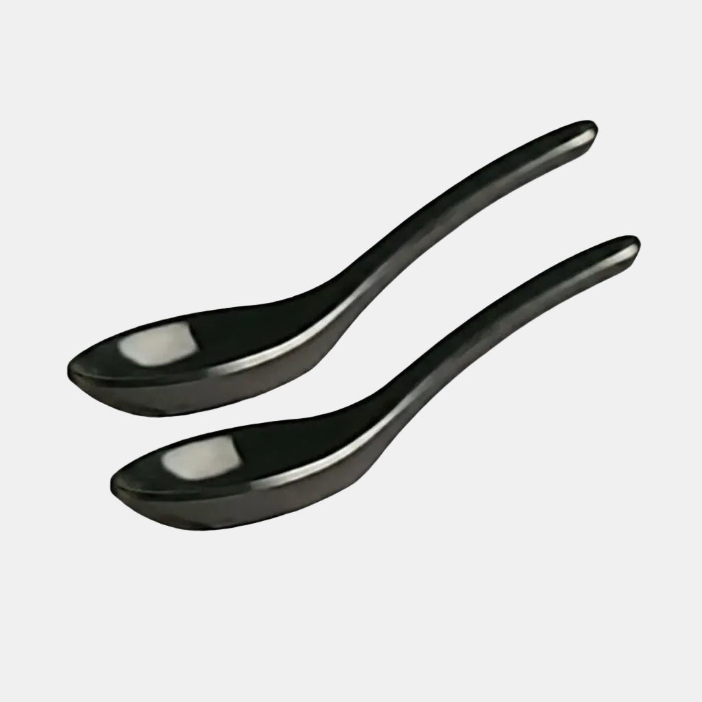 Cuchara negra para degustación de melamina. 13 x 4,5 x 4.5 cm - 60 Uds. - Klimer