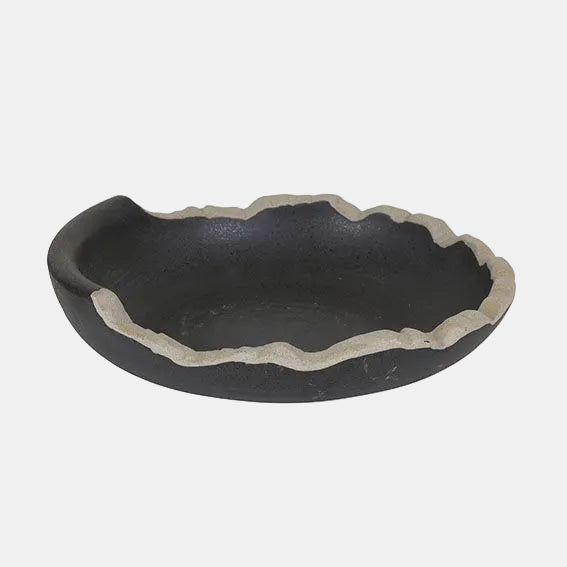 Plato redondo irregular negro filo marrón Stoneware. Varias medidas y uds. - Klimer