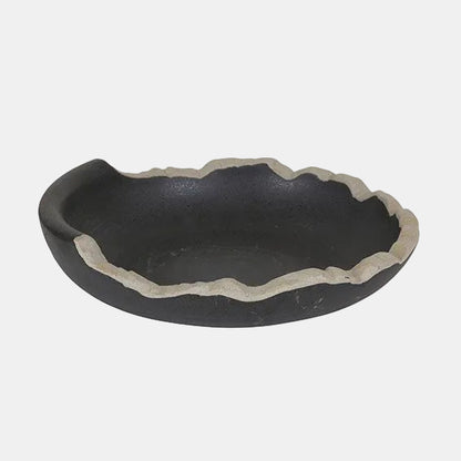 Plato redondo irregular negro filo marrón Stoneware. Varias medidas y uds. - Klimer