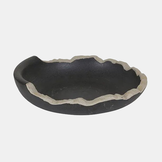 Plato redondo irregular negro filo marrón Stoneware. Varias medidas y uds. - Klimer