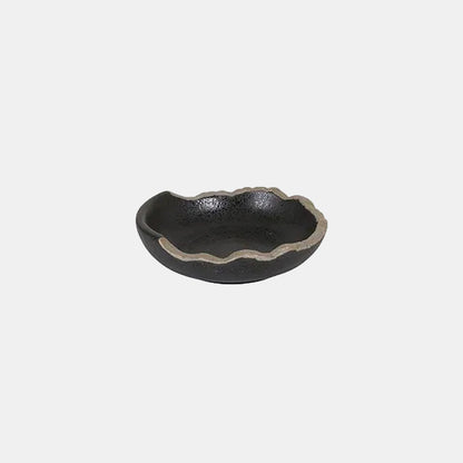 Plato redondo irregular negro filo marrón Stoneware. Varias medidas y uds. - Klimer
