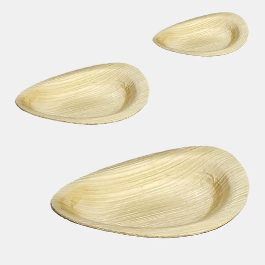 Mini Plato oval de hoja de palma Bali. 9 x 6 cm - 400 Uds. - Klimer