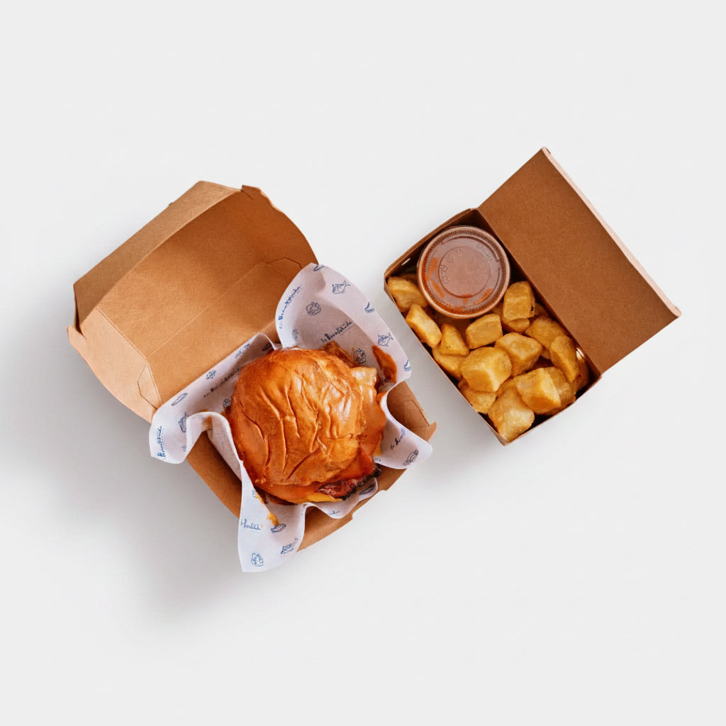 Caja de cartón con ventilación para fritos. 11.4 x 7.3 x 4.5 cm - 500 uds. - Klimer