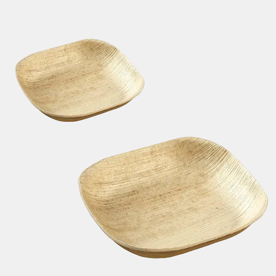 Plato hondo biodegradable hojas de palma. 10 x 10 cm - 25 Uds. - Klimer