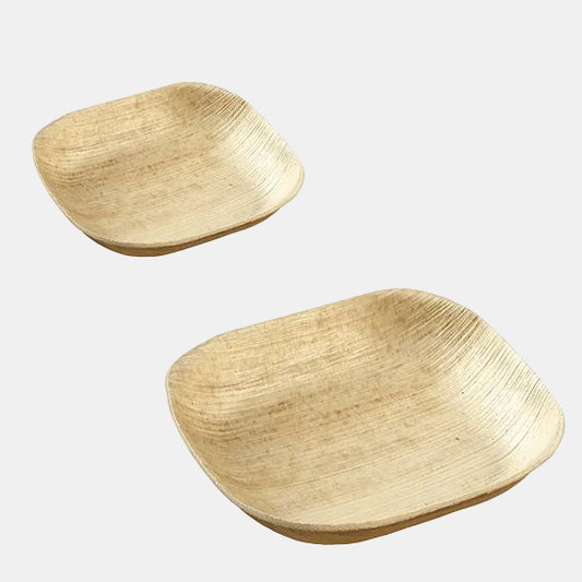 Plato hondo biodegradable hojas de palma. 10 x 10 cm - 25 Uds. - Klimer