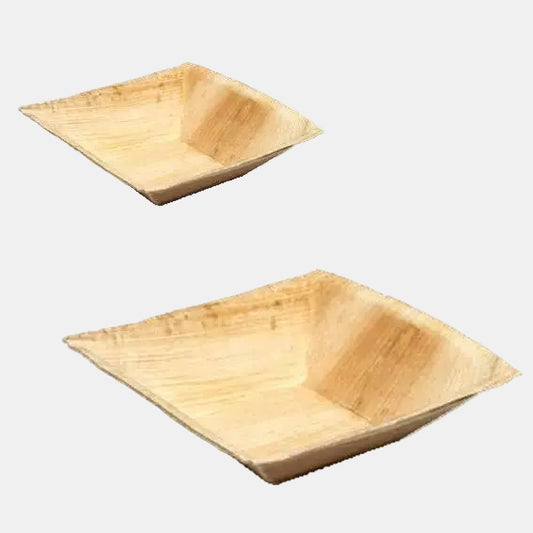Bowl rectangular Areca hoja de palma. 16 x 16 x 4,5 cm - 25 Uds. - Klimer