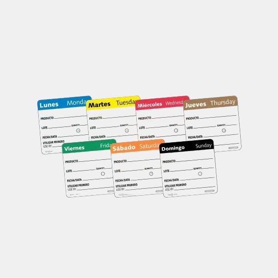 Etiqueta despegable de control de envasado en cocina por días. 5 x 5 cm - 500 Uds - Klimer