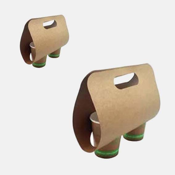 Portavasos de cartón kraft para 2 vasos. 24 x 12,3 x 13,3 cm - 400 Uds. - Klimer