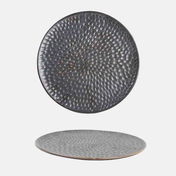 Plato llano porcelana Brass plata envejecida. ø20 cm - 4 Uds. - Klimer